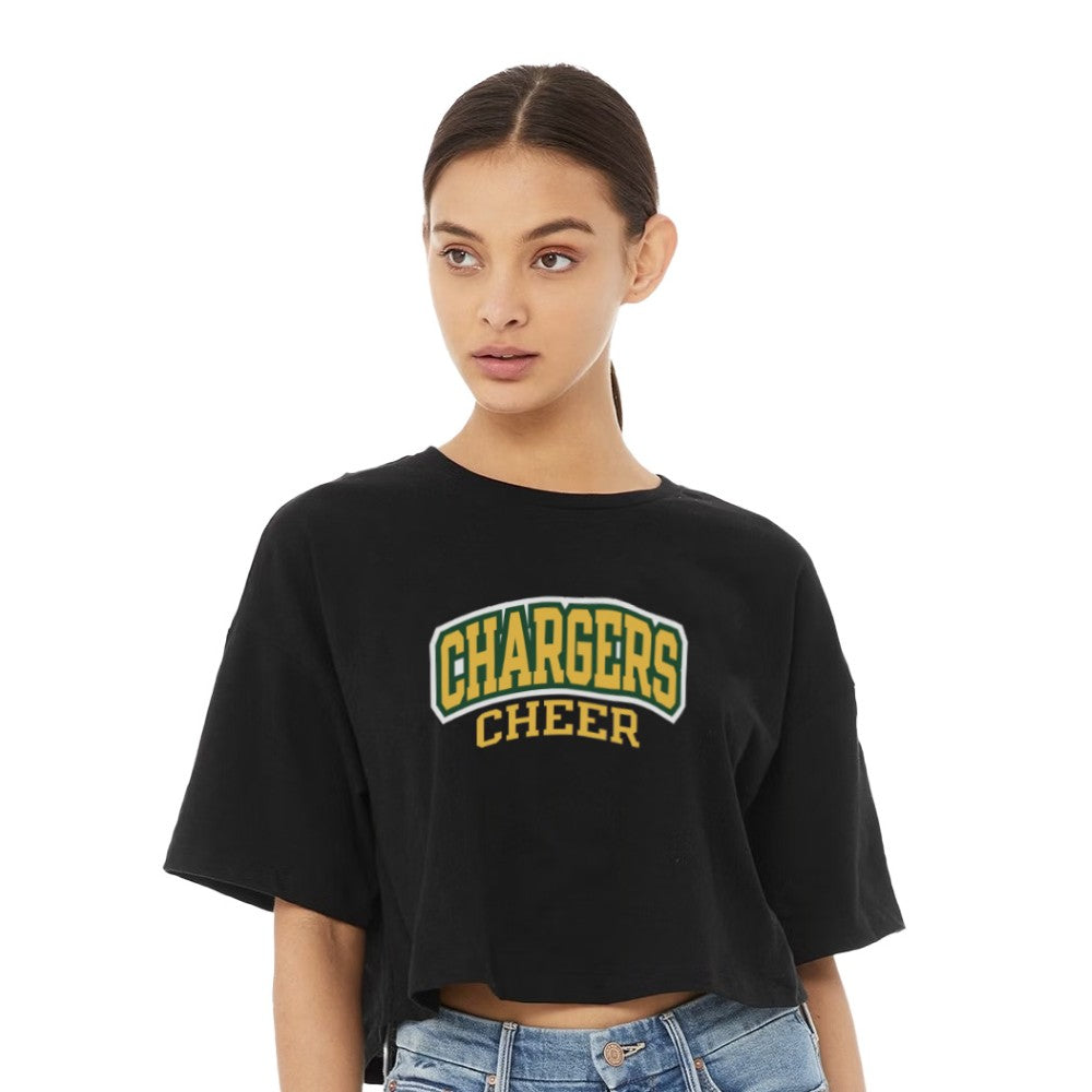 Chargers Cheer - Womens Jersey Crop T-Shirt