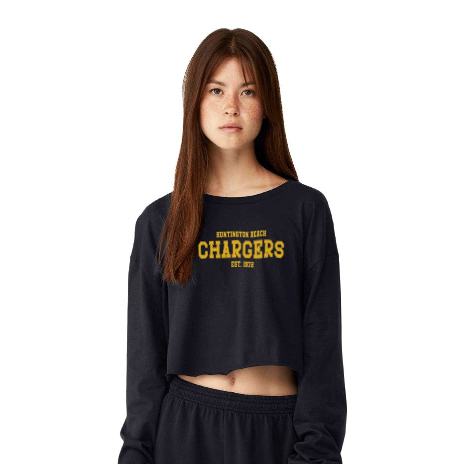 Chargers Gold - Womens Crop Long Sleeve T-Shirt