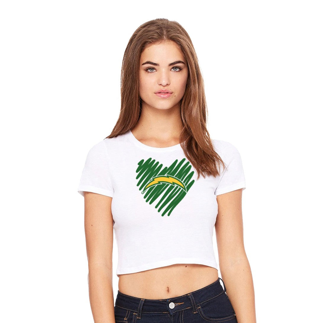 Chargers Heart Green - Womens Crop Tee