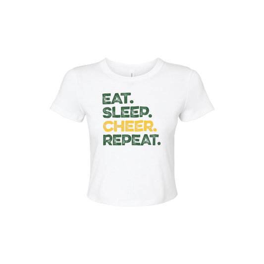 Eat Sleep Cheer Repeat - Womens Micro Rib Baby T-Shirt