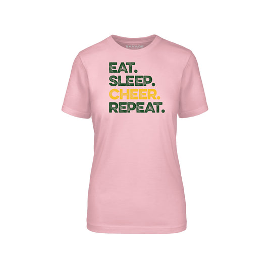 Eat Sleep Cheer Repeat - Womens Fitted T-Shirt