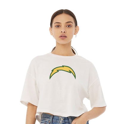 Chargers Bolt Green - Womens Jersey Crop T-Shirt