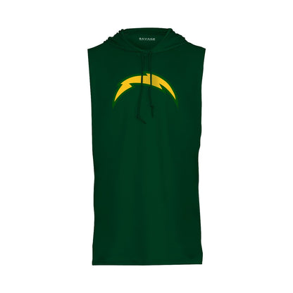 Chargers Bolt Green - Sleeveless Hooded Dry Fit T-Shirt