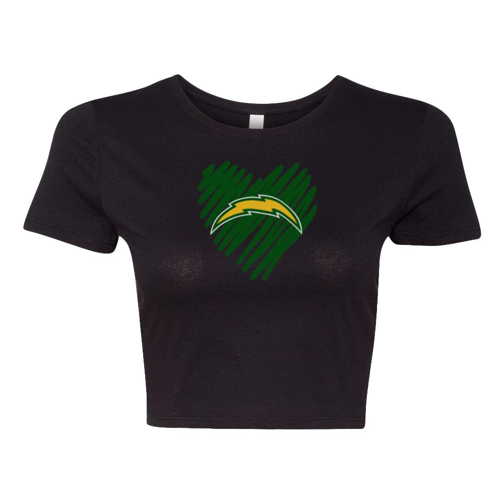 Chargers Heart Green - Womens Crop Tee