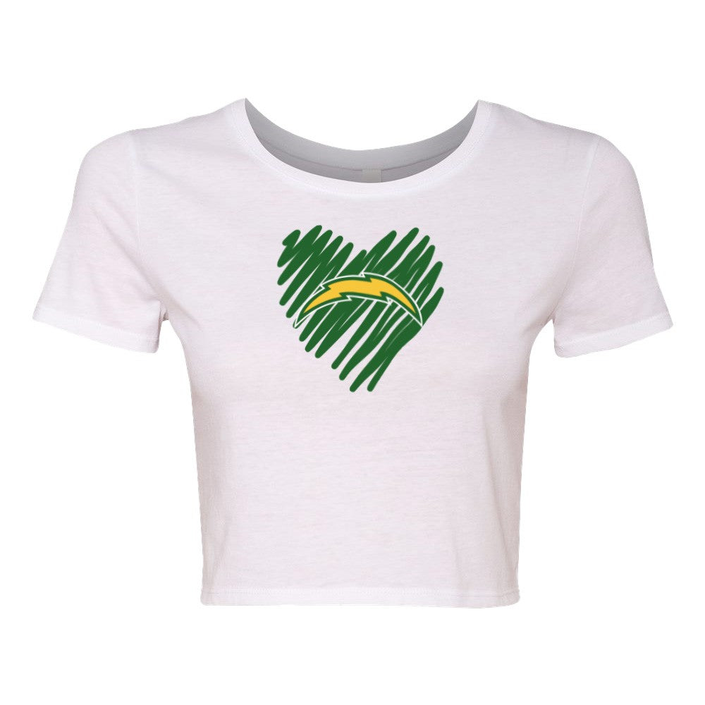 Chargers Heart Green - Womens Crop Tee