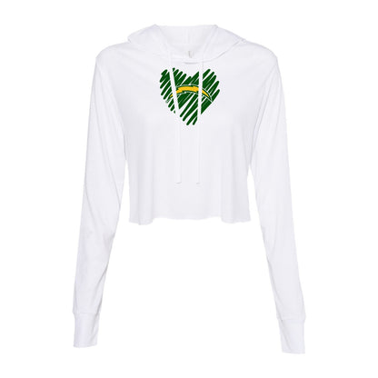 Chargers Heart Green - Womens Crop Long Sleeve Hoodie