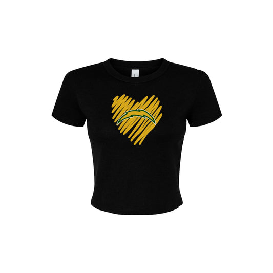 Chargers Heart Gold - Womens Micro Rib Baby T-Shirt