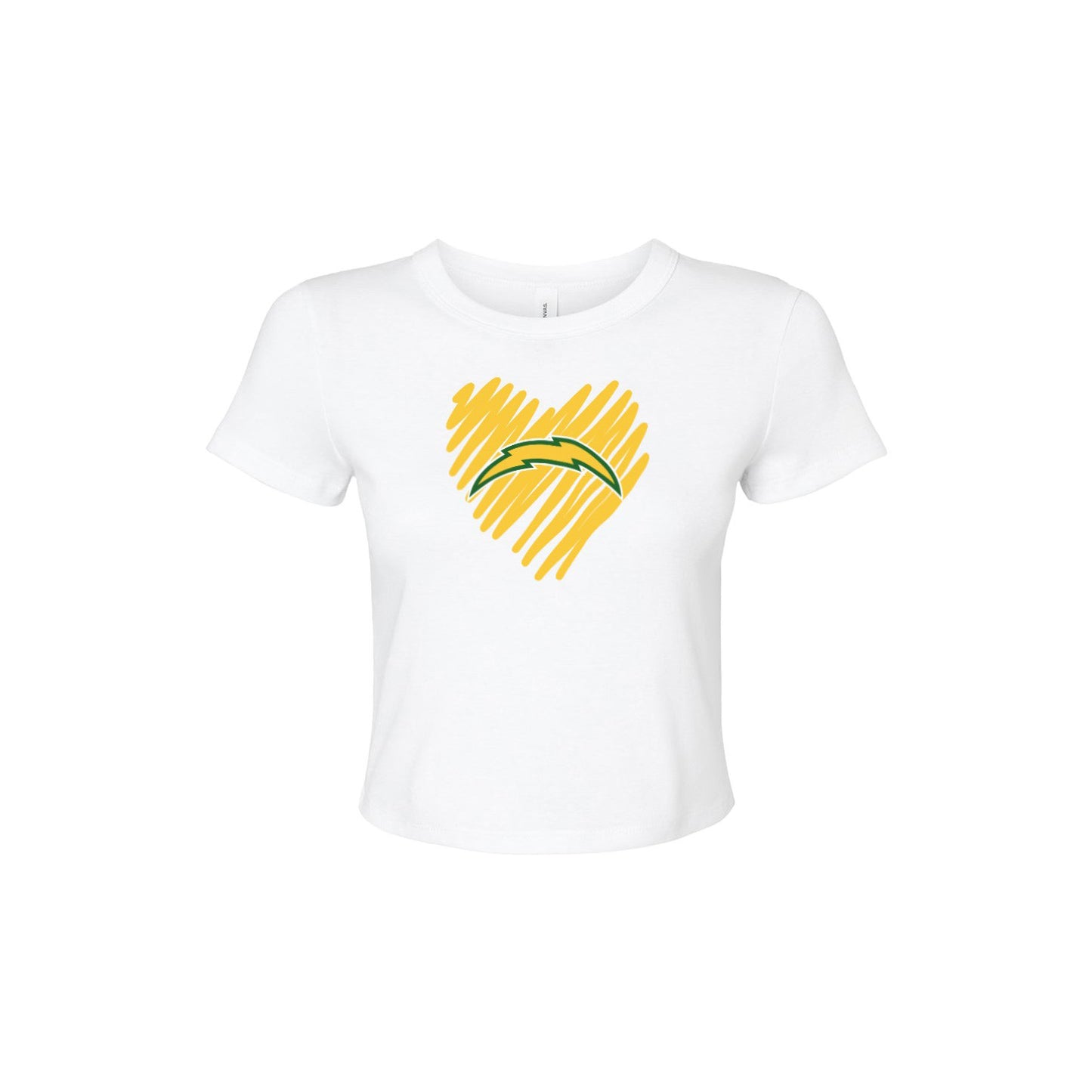 Chargers Heart Gold - Womens Micro Rib Baby T-Shirt
