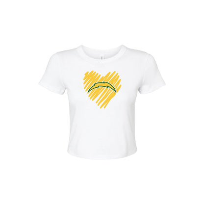 Chargers Heart Gold - Womens Micro Rib Baby T-Shirt