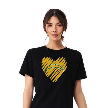 Chargers Heart Gold - Womens Heavy T-Shirt