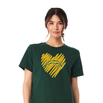 Chargers Heart Gold - Womens Heavy T-Shirt