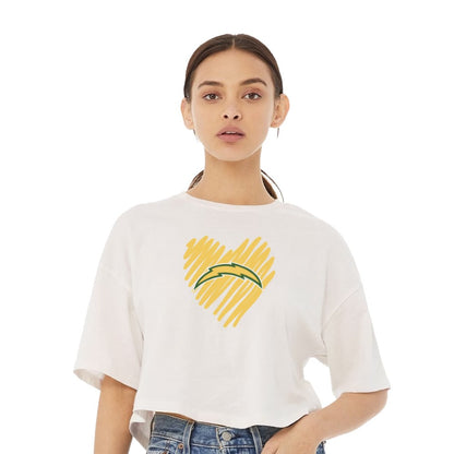 Chargers Heart Gold - Womens Jersey Crop T-Shirt