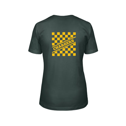 Cheer Gold Checkered - Womens Fitted T-Shirt