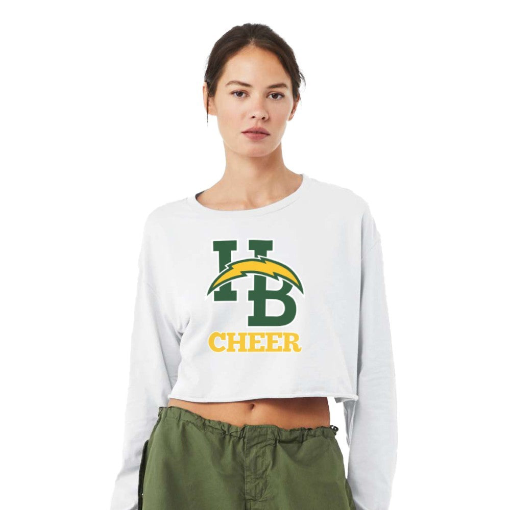 Cheer Lockup - Womens Crop Long Sleeve T-Shirt
