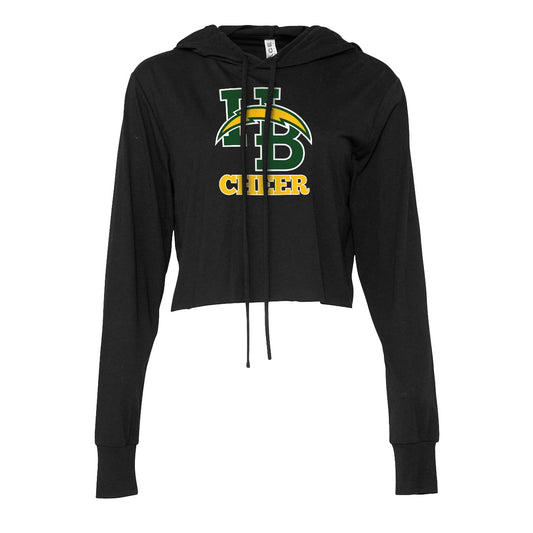 Cheer Lockup - Womens Crop Long Sleeve Hoodie