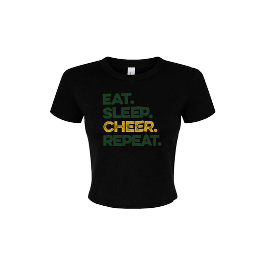 Eat Sleep Cheer Repeat - Womens Micro Rib Baby T-Shirt