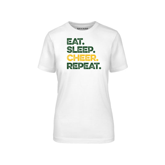 Eat Sleep Cheer Repeat - Womens T-Shirt