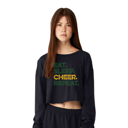 Eat Sleep Cheer Repeat - Womens Crop Long Sleeve T-Shirt