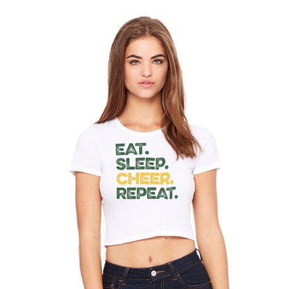Eat Sleep Cheer Repeat - Womens Crop Tee