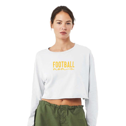 Football Mom - Womens Crop Long Sleeve T-Shirt